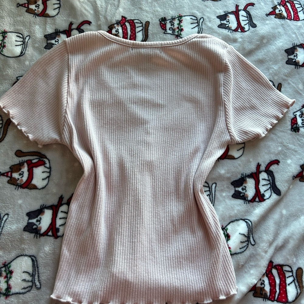 Women's Pink Ribbed Top - Picture 3 of 3
